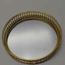 Gold Mirrored Vanity Tray for Bathroom Counter,Metal Decorative Jewelry Storage Tray Cosmetic Perfume Organizer for Dresser,Bedroom,Home Decor,Suit for Candle Holder,Coffee Table Centerpiece,S (6.8")