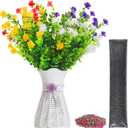 2 x 4-in-1 Artificial Flower Vase Set-2 Red&2 Yellow Lavender Stems with Plastic Vase, Odor Absorber Beads and Lavender Scented Corn Cob for Air Refresh Incense