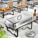 Chafing Dishes for Buffet 4 Pack, 9QT Chafing Dish High Grade Stainless Steel Chafer Complete Set,Steel Handle, Catering Events Complete Buffet Warmer Set (Black, 4)