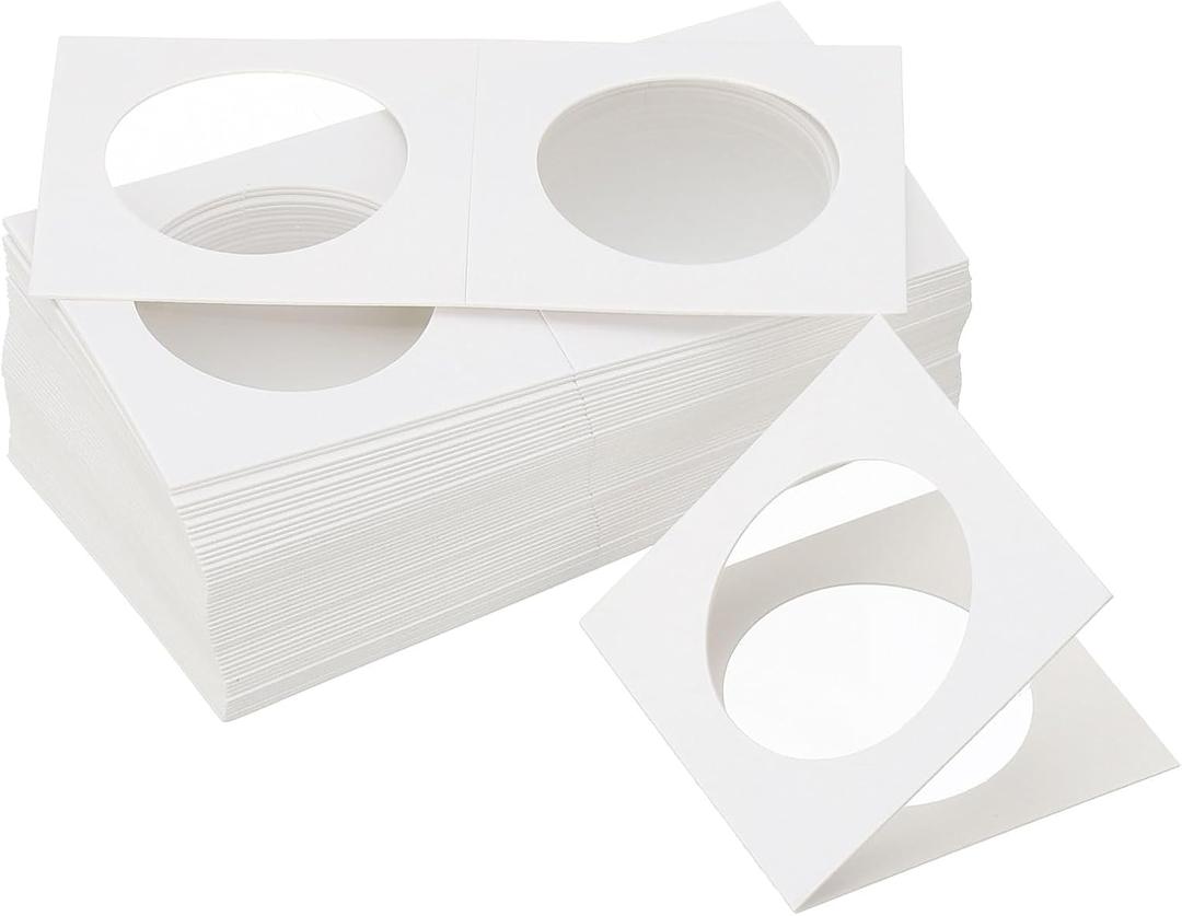 PATIKIL 2x2" Cardboard Coins Holders, 450 Pcs Coin Flips Cardboard Coin Holder Flips for 35 mm The Coin Collection Supplies Holder Storage, White