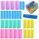 30Pcs Plastic Hair Curlers Rollers Set, Snap on Rollers Self Grip Hairdressing Curlers Hair Curlers No Heat Hair Rollers for Long Medium Short Thin Fine Hair with Mini Comb (5 Sizes)
Blue 