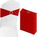 Red Chair Sashes 50 Pack Spandex Stretch Chair Band Sashes with Buckles for Folding Chairs Wedding Party Reception Baby Shower Events Banquet Decorations