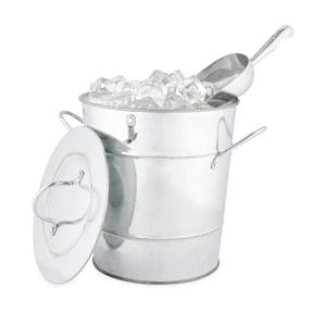 Twine Insulated Ice With Lid & Scooper for Parties - Galvanized Metal Cooler & Drink Tub Holds 1 Gallon
