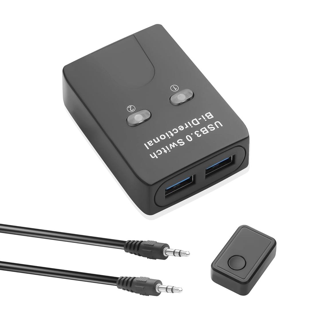 USB 3.0 Bi-Directional Switch Switcher USB A Sharer with Control Switch,1 in 2 Out/2 in 1 Out USB3.0 Bidirectional Sharer for Laptop,Printer,Scanner,Keyboard,Mice,USB Flash Drive