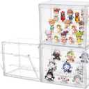 3 Pack Acrylic Display Case,3 Layer Clear Display Case Adjustable Display Box Stand with 2 Movable Dividers Small Showcase Magnetic Door for Mini Figures,Collections