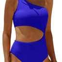 Women's One Piece Swimsuit- One Shoulder Bathing Suit Cutout Tummy Control Swimwear (Royal Blue) 
XS