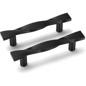 goldenwarm 5 Pack Black Cabinet Handles Matte Black Cabinet Pulls Kitchen Drawer Pulls Solid Zinc Alloy Drawer Handles 3Inch Hole Center Dresser Door Hardware
