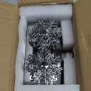 SYITCUN Stocking Holders for Mantle, 4 Pcs Weighted Christmas Stocking Holder, Magnetic Silver Snowflakes Stocking Hooks for Fireplace