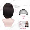 REECHO 11" Short Bob Wig with bangs Synthetic Hair for White Black Women Color: Dark Brown
