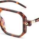 FEISEDY Reading Glasses Vintage Square Blue Light Blocking Glasses Women Men 70s Flat Aviator Glasses B0090 (Brown)