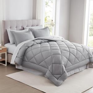 Modern Threads  Reversible Comforter, Gray Queen,  Lightweight Cool Touch Breathable Summer Blanket for Night Sweats, All-Season Cold Blankets