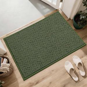 COSY HOMEER Door Mat 17" x 30" Non Slip Absorbent Entryway Rugs Dirt Trapper Doormats Washable Entrance Mats Low Pile Welcome Floor Mat for Front Back Door and Entry Mats,Green(Roll Packing)