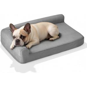Orthopedic Dog Bed – 28"x19"x6" Small – Cooling Gel Memory Foam, Double Waterproof Cover, Non-Slip, Tech Fabric Cover (Slate)