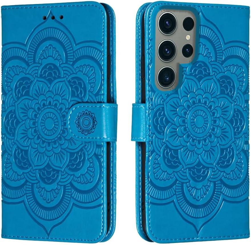 for Samsung Galaxy S23 Ultra 5G Case Wallet with Card Holder Kickstand Magnetic Soft Leather Flip Fold Case for Samsung S23 Ultra Cover (Blue)