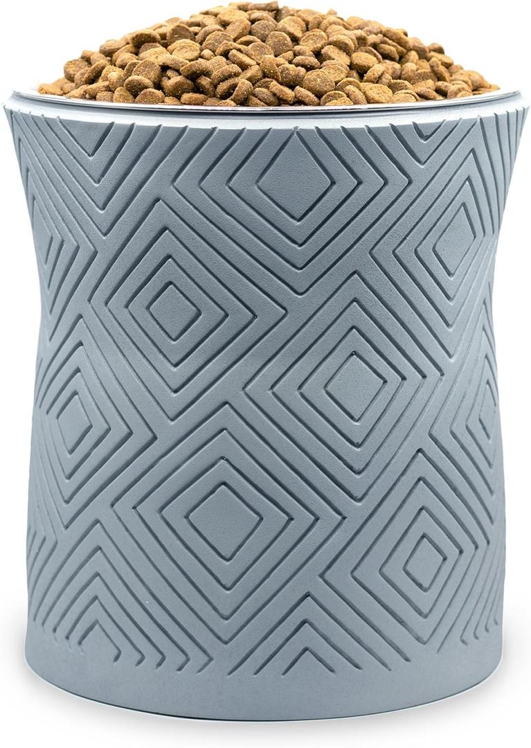 Santa Fe Single Elevated Dog Bowl Stand with Removable Stainless Steel 44oz Inner Bowl for Medium to Large Breed - Raised Dog Food or Water Station (Large, ICY Gray)