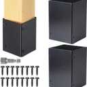 Stainless Steel Adjustable (Range 3.3"-6") Post Protector, Protects Wooden Mailboxes and Fences from Lawnmower and rain Damage (Black, 2 Set)