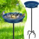 Freestanding Birdbaths Bowl for Outside, Standing Garden Bird Bath Feeder & Bird Bath Bowl, Detachable Decoration Spa Birdfeeder for Outdoor Garden Patio Yard Lawn (Blue)