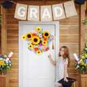 Graduation Wreath for Door Sunflower Graduation Decoration 2026 Floral Wreath Hanging Decor for Front Door Porch Window Wall College High School Ceremony Party Supplies