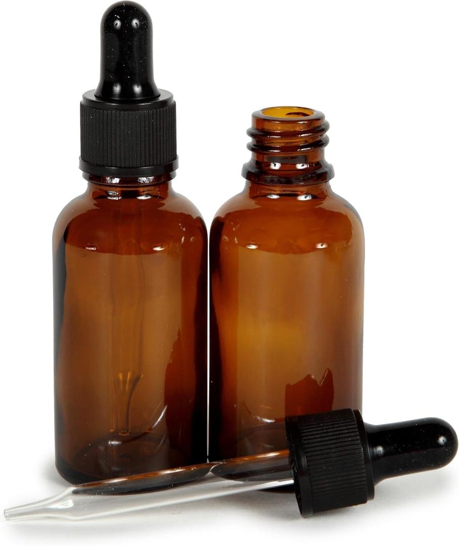 Vivaplex, Amber, 4 oz Glass Bottles, with Glass Eye Droppers - 2 pack