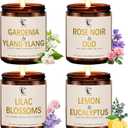 28oz Scented Candles Set, 4Pack Floral Chirstmas Halloween Candles 7oz Candle, Birthday Gifts for Women Long Lasting Soy Wax Candle Non Toxic for Home Decor Aromatherapy, Rose/Lemon/Gardenia/Lilac