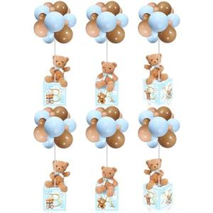Lenwen 6 Sets Baby Letter Boxes Decorations Table Centerpieces for Baby Shower Gender Reveal,Bear Stuffed Animals Balloon with Stand Plush Toy Boxes for Birthday Party Wedding(Bear,Blue)
