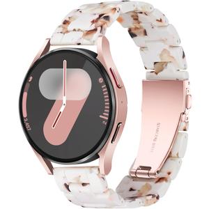 Resin Bands Compatible with Samsung Galaxy Watch 7 FE 6 5 40mm 44mm/Pro 45mm,Galaxy Watch 4 40/44mm,Galaxy Active 2 40/44mm,20mm Band for Galaxy Watch 6 4 Classic 42mm 43mm 46/47mm Watch 3 41mm Women (Nougat White)