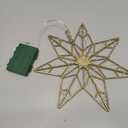 YEAHOME Christmas Tree Topper, Gold Glittered Hollow 7-Point Star Tree Topper, Lighted Wire Star with 20 LED Lights for Christmas Treetop, Xmas Tree Topper with Timer, Christmas Tree Decorations