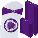 VitalCozy 100 Pcs Spandex Chair Sashes with Heart Shaped Buckle Slider Stretch Chair Cover Band Universal Elastic Ties for Wedding Banquet Event Party Decoration(Purple)