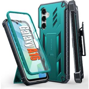 FNTCASE for Samsung Galaxy A16-5G Case: Military Grade Rugged Cell Phone Cover with Kickstand & Holster | Shockproof TPU Protection Bumper Matte Textured Design for Galaxy A16 Cases 6.7 inch - Green