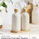 Getstar Hand and Dish Soap Dispenser Set, Ceramic Soap Dispenser for Bathroom and Kitchen with Rust Proof Pump and Bamboo Tray, Set of 2