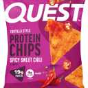 Quest Nutrition Spicy Sweet Chili Tortilla Chip, 19g Protein, 4g Net Carb, High Protein Low Carb, Gluten Free, 1.1 oz, BBD: 05/14/26 (Pack of 12)