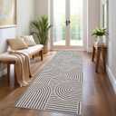 ROYHOME Modern Rug 2x6 Runners for Hallways, Abstract Kitchen Runner Rugs Non Slip Bath Runner, Rainbow Washable Runners Rug for Bedroom, Soft Long Rugs for Entryway Bathroom Laundry Dorm, Light Camel