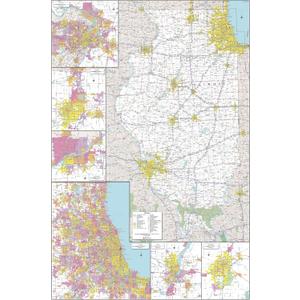 MapSherpa: Illinois State Wall Map - Extra Large - 40 x 60 inch Poster - Front Lamination