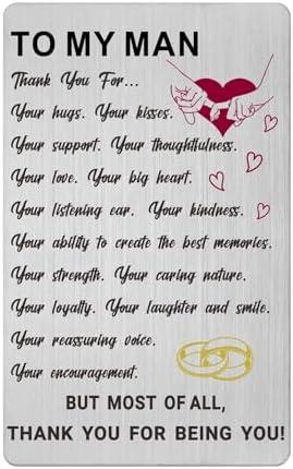 Suoegigs To My Man Engraved Wallet Card, Unique Valentines Gift for Him, I Love You Engraved Gifts for Men, Husband Christmas Anniversary Birthday Wallet Card Present, Pack of 2