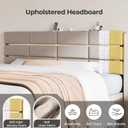 King/Cal King Size Upholstered Headboard, Adjustable Head Boards with LED Light & Charging Station, Bed Headboard Only, Attach Frame, Ideal for Bedroom, Dorm, Guest Room, Beige