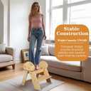 Wooden Toddler Step Stool, 2-Step Foldable Stool for Kids with Non-Slip Surface, Baby Bathroom Stool for Potty Training, Bathroom Sink, Kitchen Counter with Cute Mushroom Design, Natural