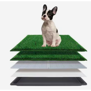 HQ4US 4LEGS Odorless Artificial Grass Mats Dog & Cat Potty Training System with Tray, Large
