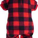 Pet Christmas Pajamas Red Black Buffalo Plaid Jumpsuit Dog Cat Soft Winter Clothes Puppy Doggie Checkered Sweater Apparel (Small)