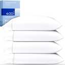 THREAD SPREAD 100% Cotton Pillowcases Standard/Queen Size Set of 4-400 Thread Count Cotton Pillowcases, Ultra Soft Cool Sateen Weave Pillow Cases for Sleeping, Set of 4 Pillow Covers (White)