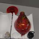 WOSIBO Hummingbird Feeder for Outdoors Patio Large 32 Ounces Colorful Hand Blown Glass Hummingbird Feeder with Ant Moat Hanging Hook, Rope, Brush and Service Card (RED-Firework)