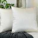 Aiking Home 18x18 Inches Faux Silk Square Throw Pillow Cover, Zipper Closure, Ivory (Set of 2)