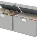 Fabric Storage Bin with Lid, Closet Boxes with Cover, Collapsible Stackable Organizer Basket with 2 Handles, for Home and Bedroom, 2 Pack, Grey, 10.2 x 7.9 x 6.7 In, XSNY12GS-2