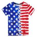 Enlifety Boys Girls American Flag T-Shirt Kids Watercolor Patriotic USA Flag Tee 4th of July Independence Day Red White Blue Shirt Summer Tops Size 9 12 (M)