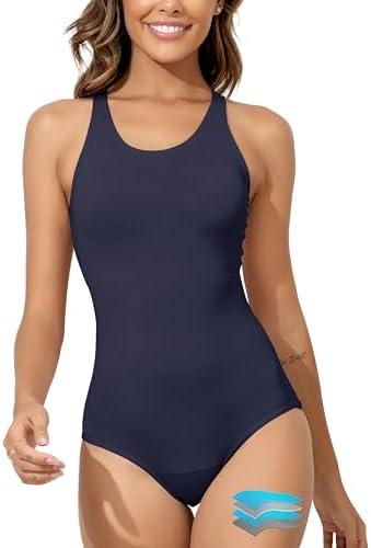 Beautikini Period Swimwear Women's One Piece Leak Proof Menstrual Bathing Suit Racerback Training Swimsuit for Teens Girls, XS