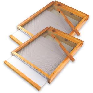 2Pcs Beehive Screened Bottom Board 8 Frame Langstroth Bee Hive Screened Bottom Board Dipped in 100% Beeswax with Entrance Reducer, Screen Bottom Board with Solid Wood for 8 Frame Beehive