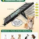 Dog Ramp for Small & Medium Dogs Foldable Pet Ramp for Bed (Black) | 5 Adjustable Heights 13.98"-27.56'', No Assembly, Non-Slip Carpet, Portable Handle, Natural Wood Frame, Senior Dog Friendly