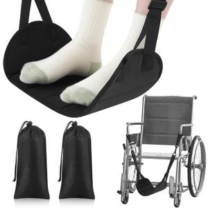 2 Pcs Wheelchair Leg Rest Footrest Hammock Adjustable Footrest Hanging Foot Sling Wheelchair Accessories for Foot Rest Replacement (Black)