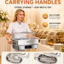 PYY Electric Chafing Dish for Buffet, 400W Stainless Steel Buffet Server and Warmer with Digital Touch Control, Clear Roll-Top Lid and 2 Half-Size Pans with Handles and Tray