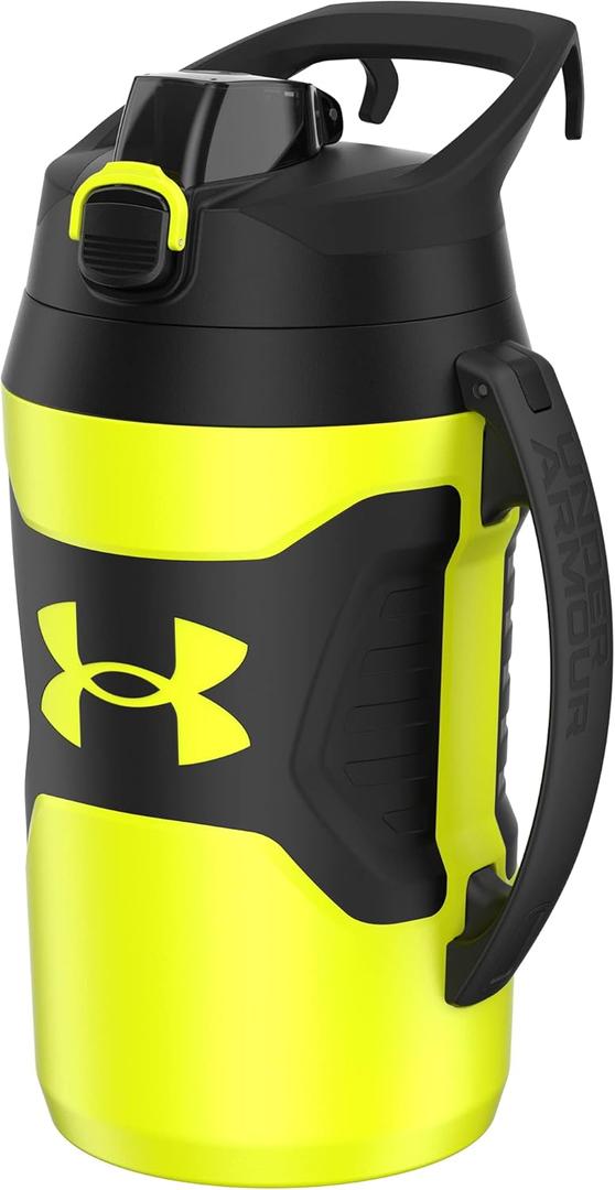 Under Armour Half Gallon Water Bottle Insulated, 64oz Insulated Water Bottle with Handle, Sports Water Jug, Fence Hook, Leak Resistant, for Baseball, Football & More (Hi Vis Yellow/Black)