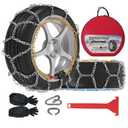 Auto-Fixing Snow Chains, 30s Quick Fit Easy Installation Tire-Chains, Portable Reusable High Carbon Steel Anti Slip Tire Chain for Passenger Car, Pickup Trucks and SUV - Set of 2